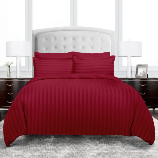 strip duvet cover made of premium micro fabric in red color