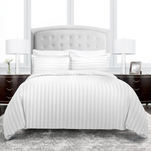 strip duvet cover made of premium micro fabric in white color