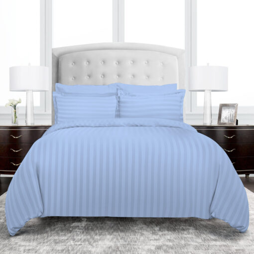 strip duvet cover made of premium micro fabric in light blue color