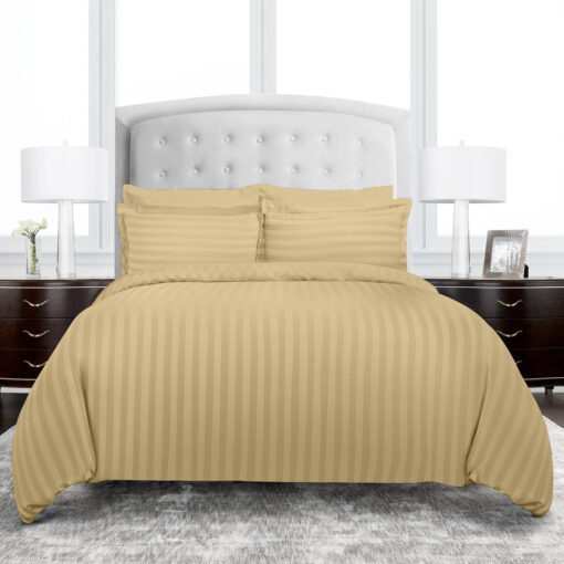 strip duvet cover made of premium micro fabric in dark beige color