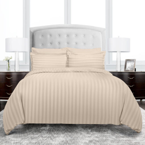 strip duvet cover made of premium micro fabric in beige color