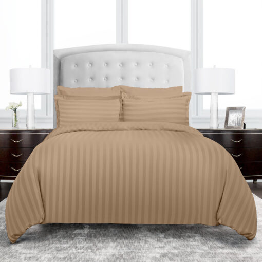 strip duvet cover made of premium micro fabric in brown color