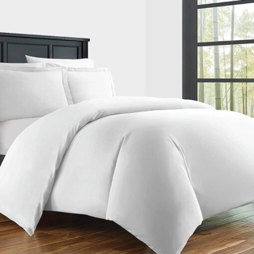 White duvet cover with the sizes single & king of focus brand