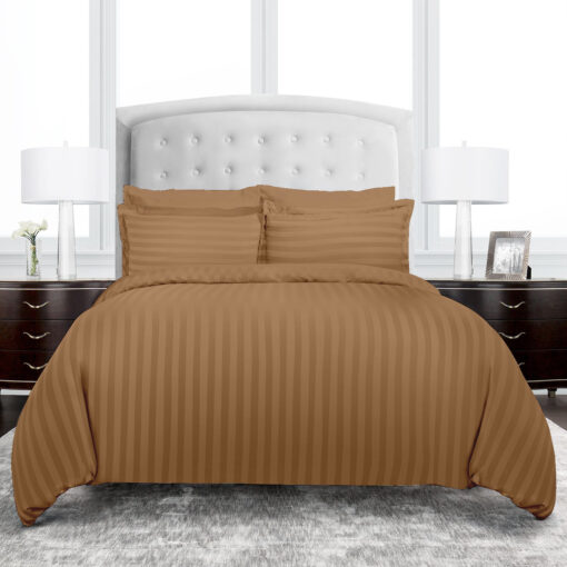 strip duvet cover made of premium micro fabric in light brown color