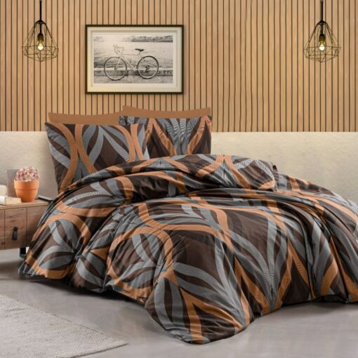 Comforter Aleexa King, single, queen sizes, Crafted from premium cotton and featuring a sophisticated Aleexa design, combines brown and gray colors beautifully, consist of comforter, fitted sheet, pillow shams, and pillow cases