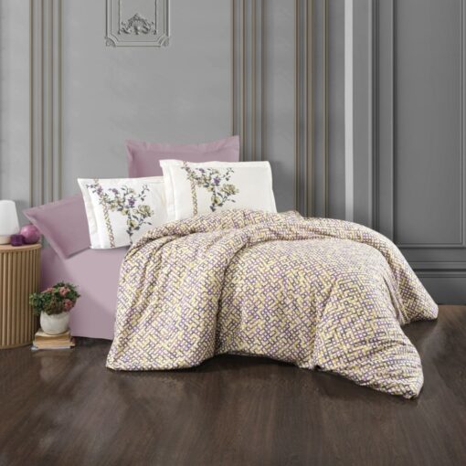 Comforter Aleexa King, single, queen sizes, Crafted from premium cotton and featuring a sophisticated Aleexa design, printed with flowers on the two sides, consist of comforter, fitted sheet, pillow shams, and pillow cases