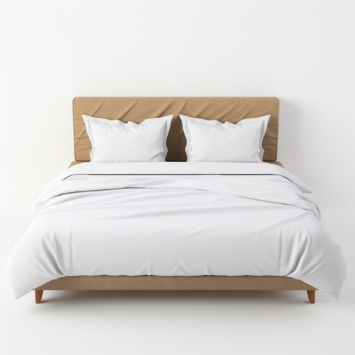 Duvet Cover Apollo White Micro Fiber, made of micro fiber, comes in single, queen, and king sizes, with two pillows on a nice brown queen bed