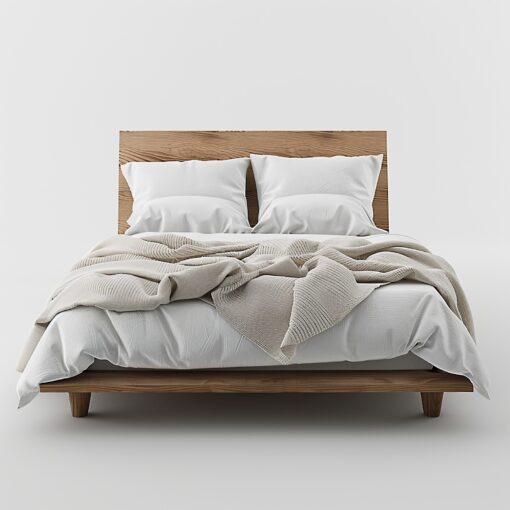 White duvet cover with the sizes single & king on a wooden bed