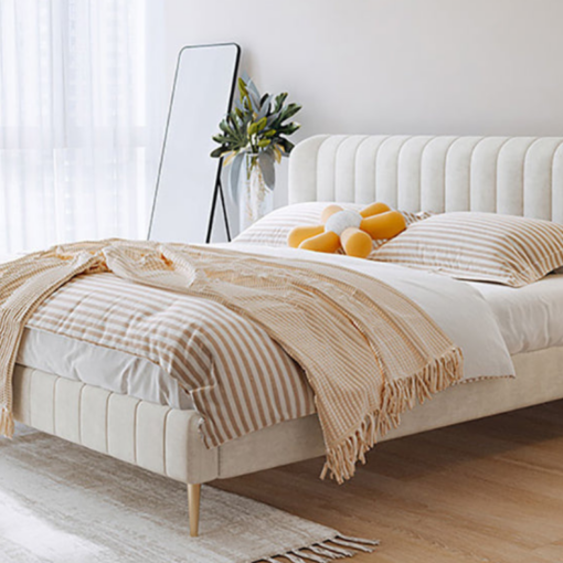 Super King Bed 200×200 cm Upholstered Velvet Padded Headboard Plywood Wooden