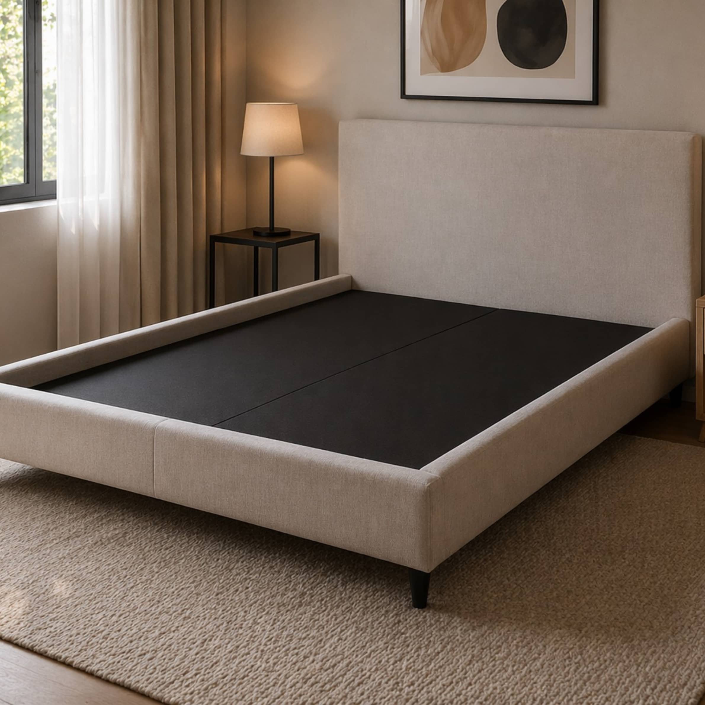 Super King Bed 200×200 cm Upholstered High-Density Velvet Fabric Plywood Wooden Legs