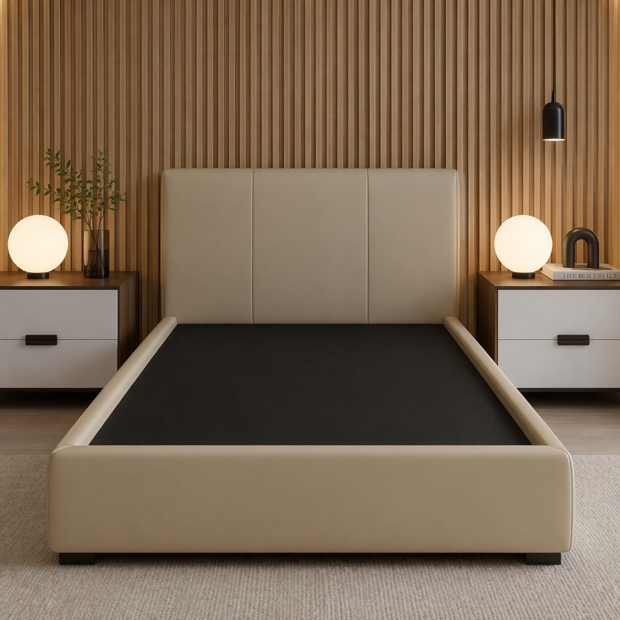 Single Size Bed 120×200 cm with High Density Upholstered Velvet Headboard Plywood Wooden - Image 2