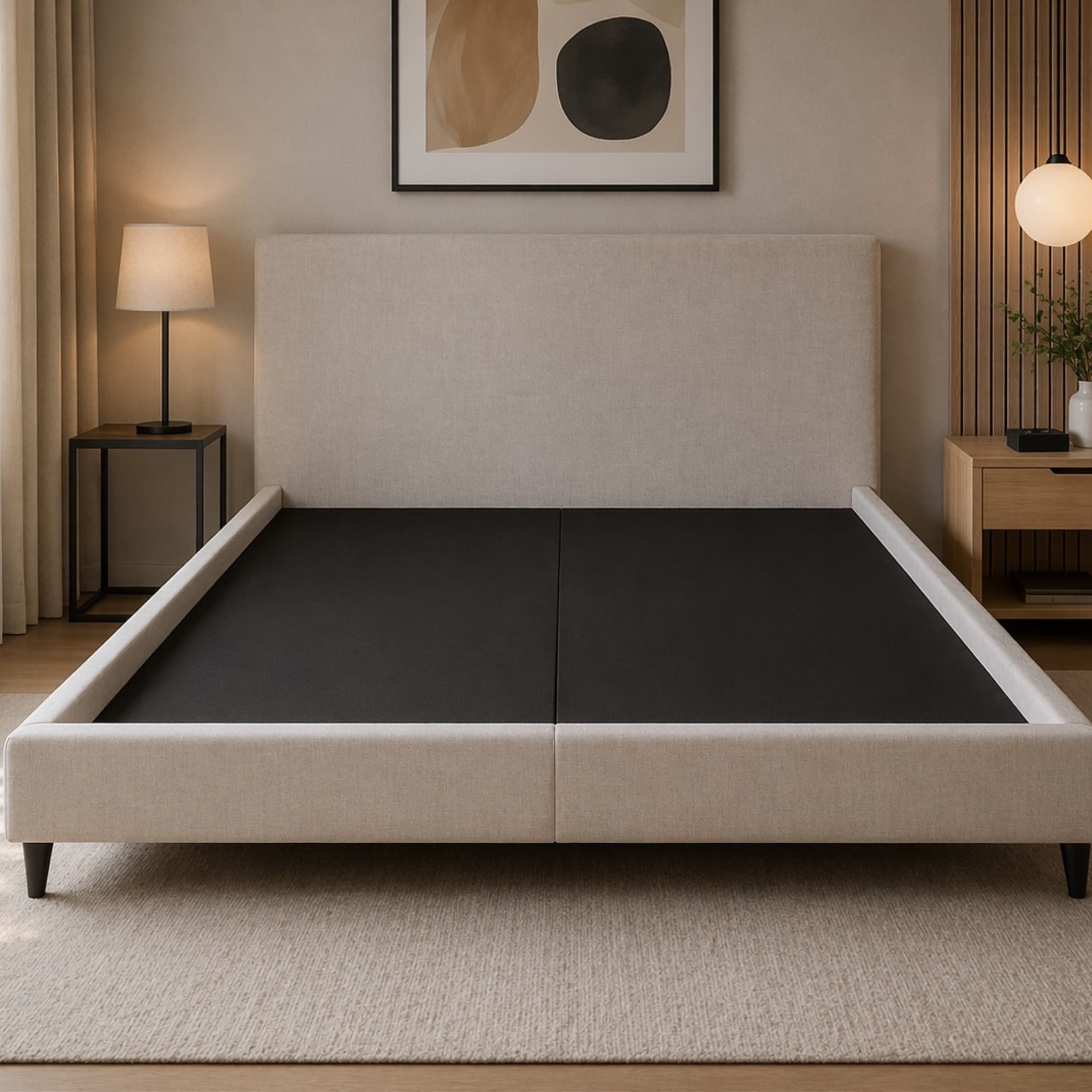 Super King Bed 200×200 cm Upholstered High-Density Velvet Fabric Plywood Wooden Legs - Image 2