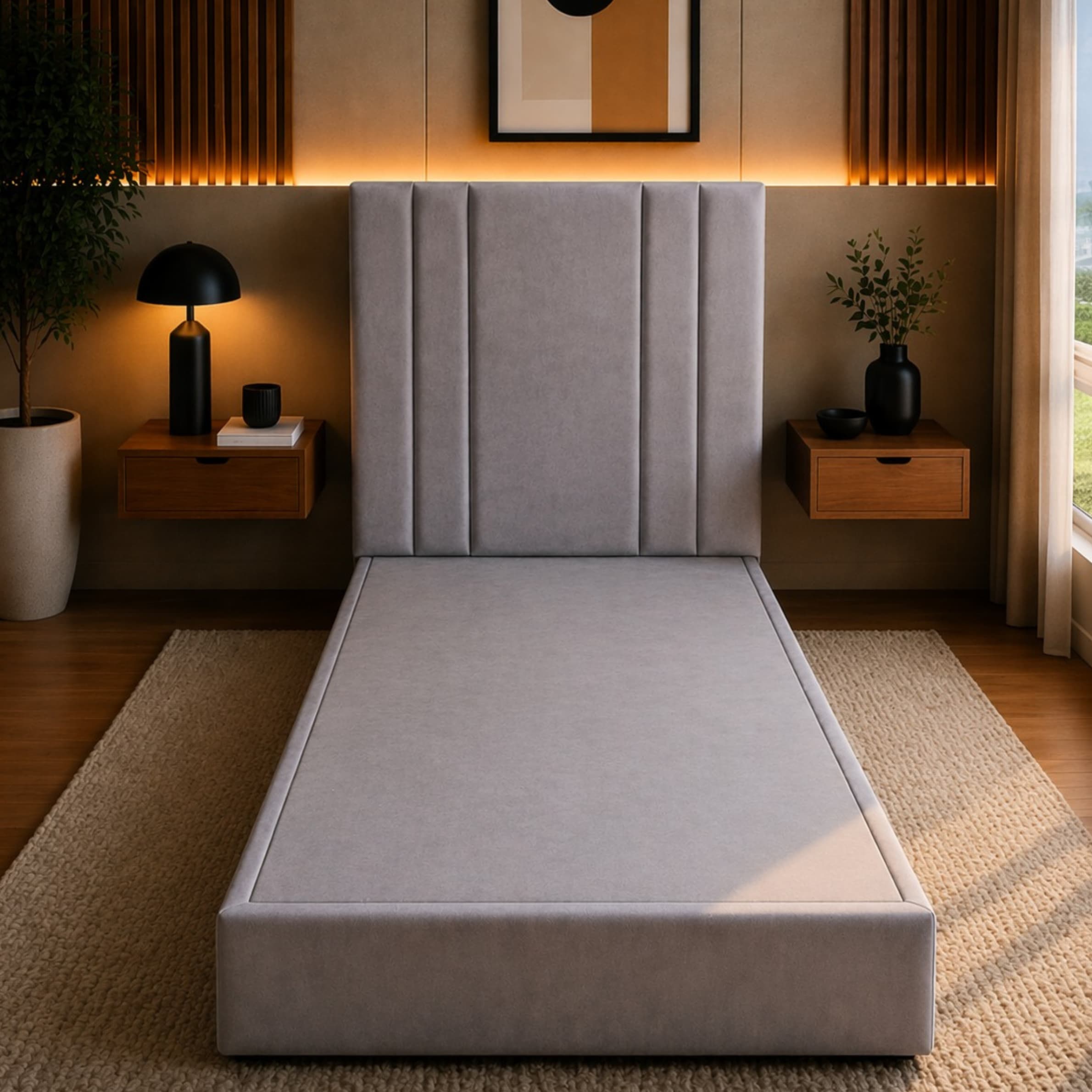 Bed Single 90×190 cm Modern Simple Design MDF Wood - Image 4