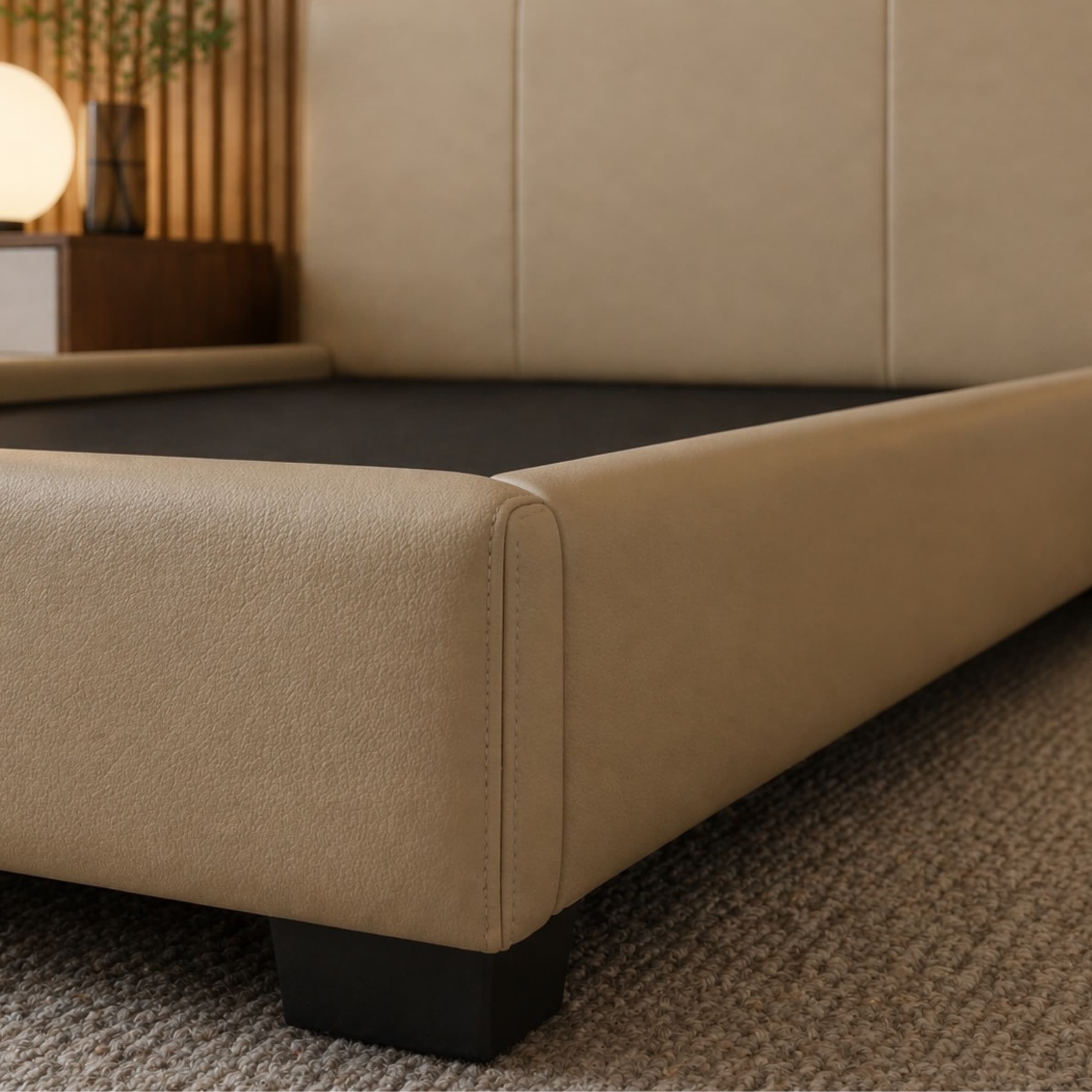 Single Size Bed 120×200 cm with High Density Upholstered Velvet Headboard Plywood Wooden - Image 3