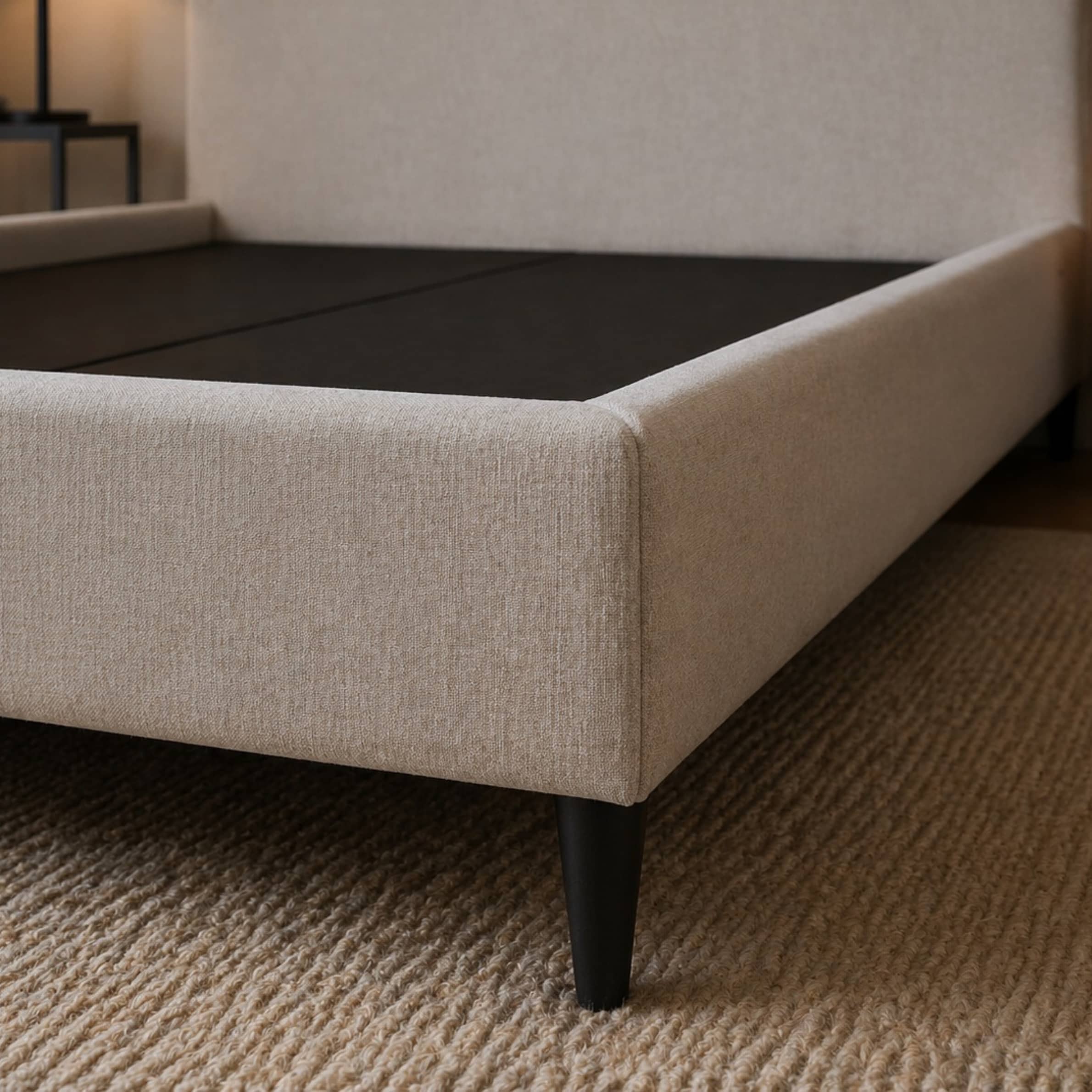 Super King Bed 200×200 cm Upholstered High-Density Velvet Fabric Plywood Wooden Legs - Image 3