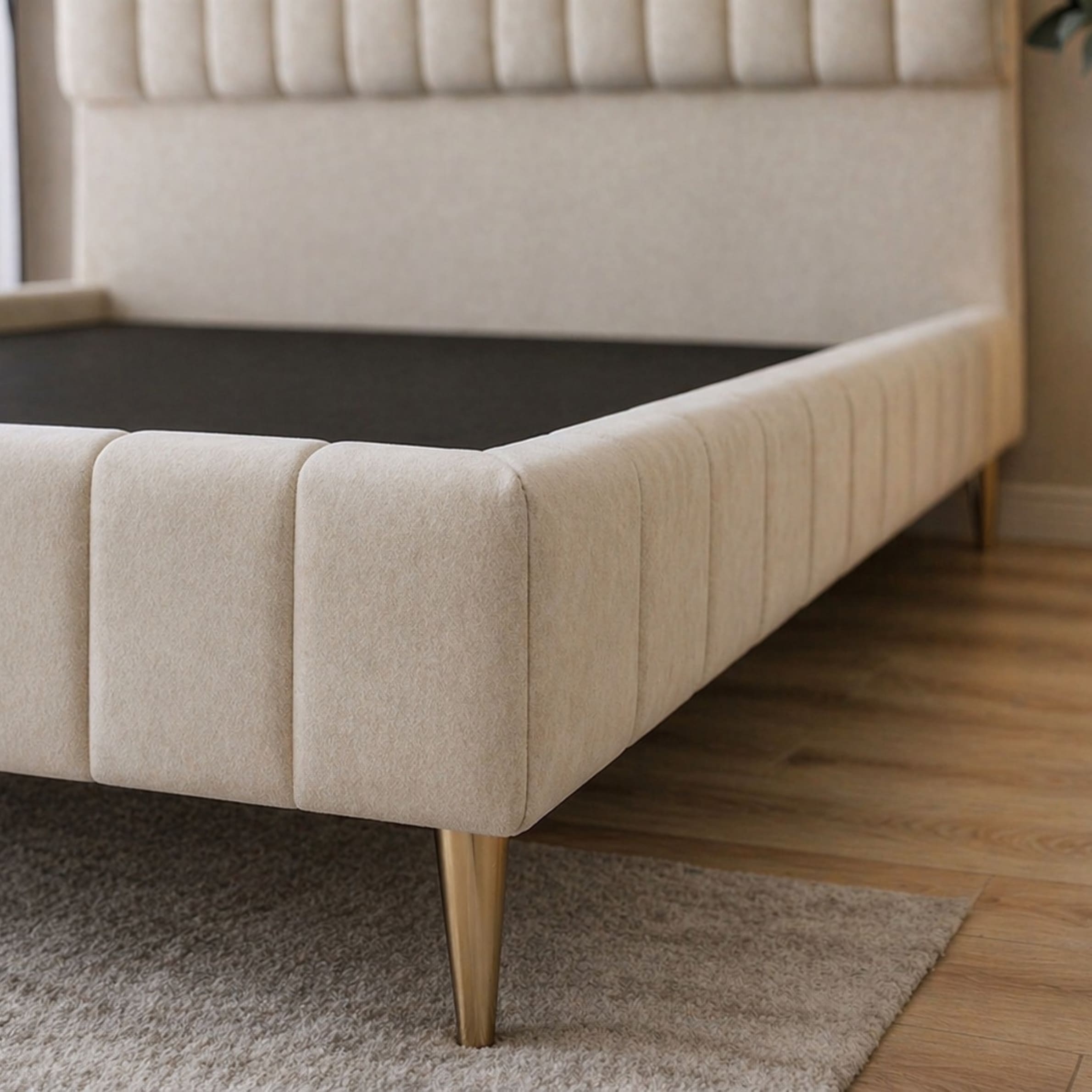 Super King Bed 200×200 cm Upholstered Velvet Padded Headboard Plywood Wooden - Image 3