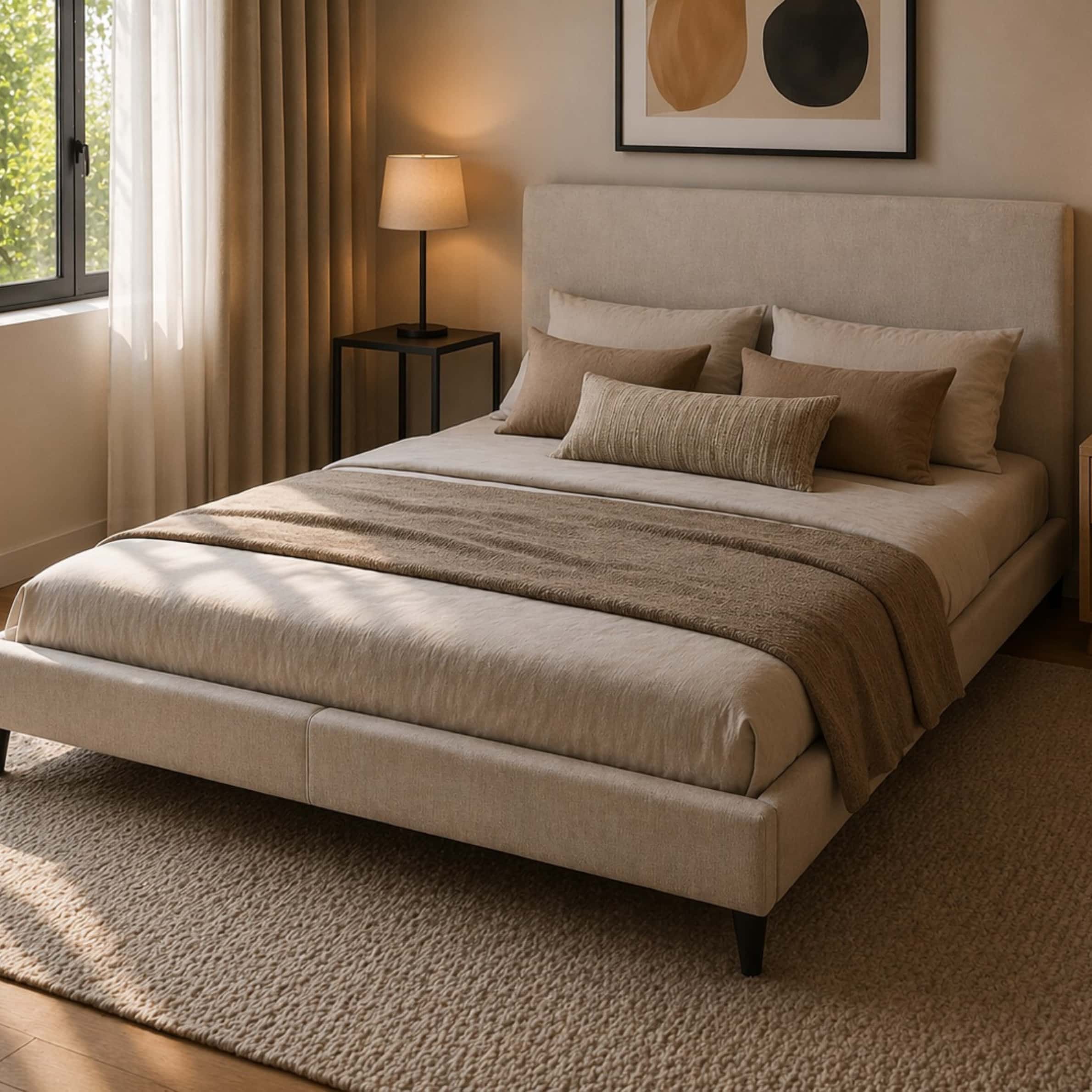 Super King Bed 200×200 cm Upholstered High-Density Velvet Fabric Plywood Wooden Legs - Image 4
