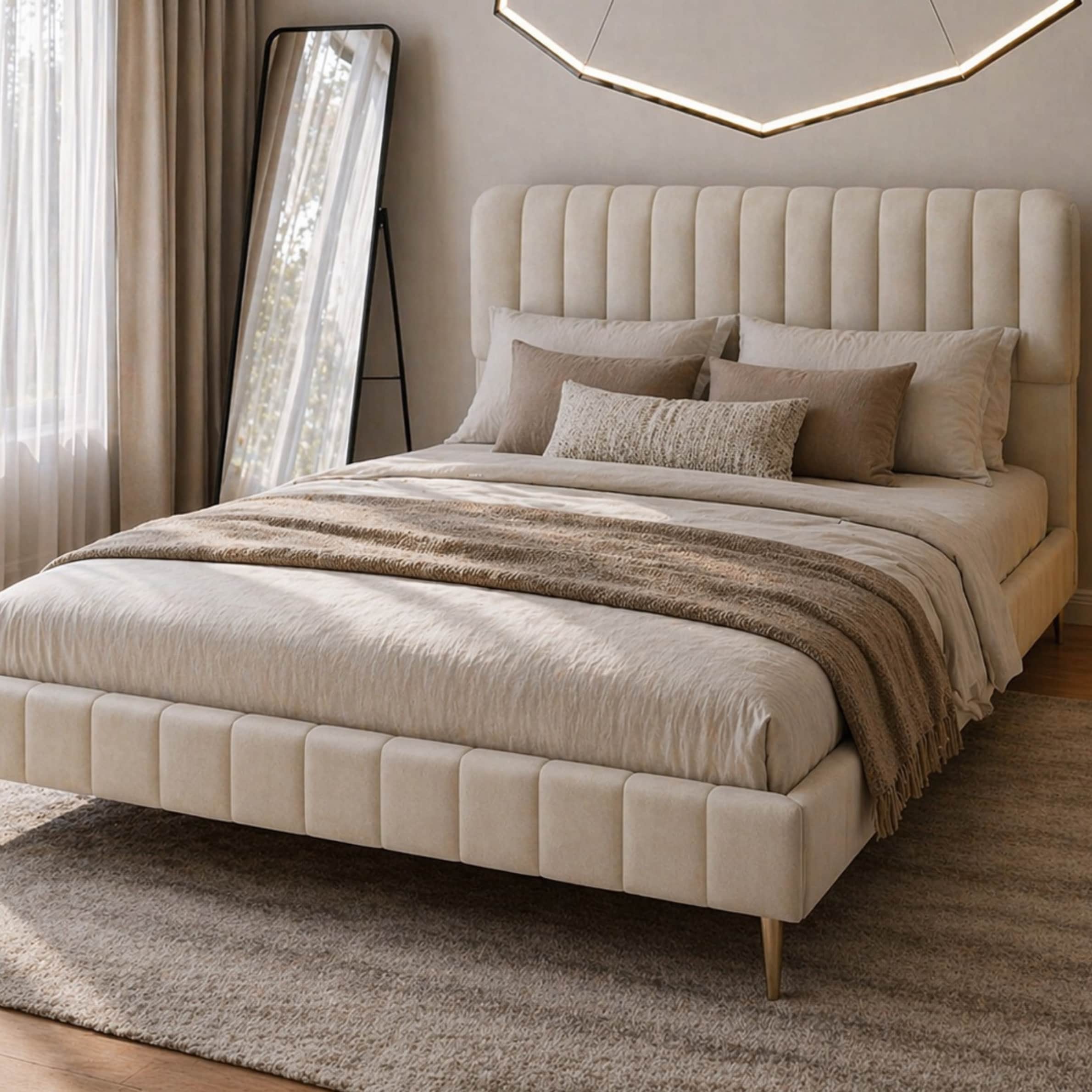 Super King Bed 200×200 cm Upholstered Velvet Padded Headboard Plywood Wooden - Image 4