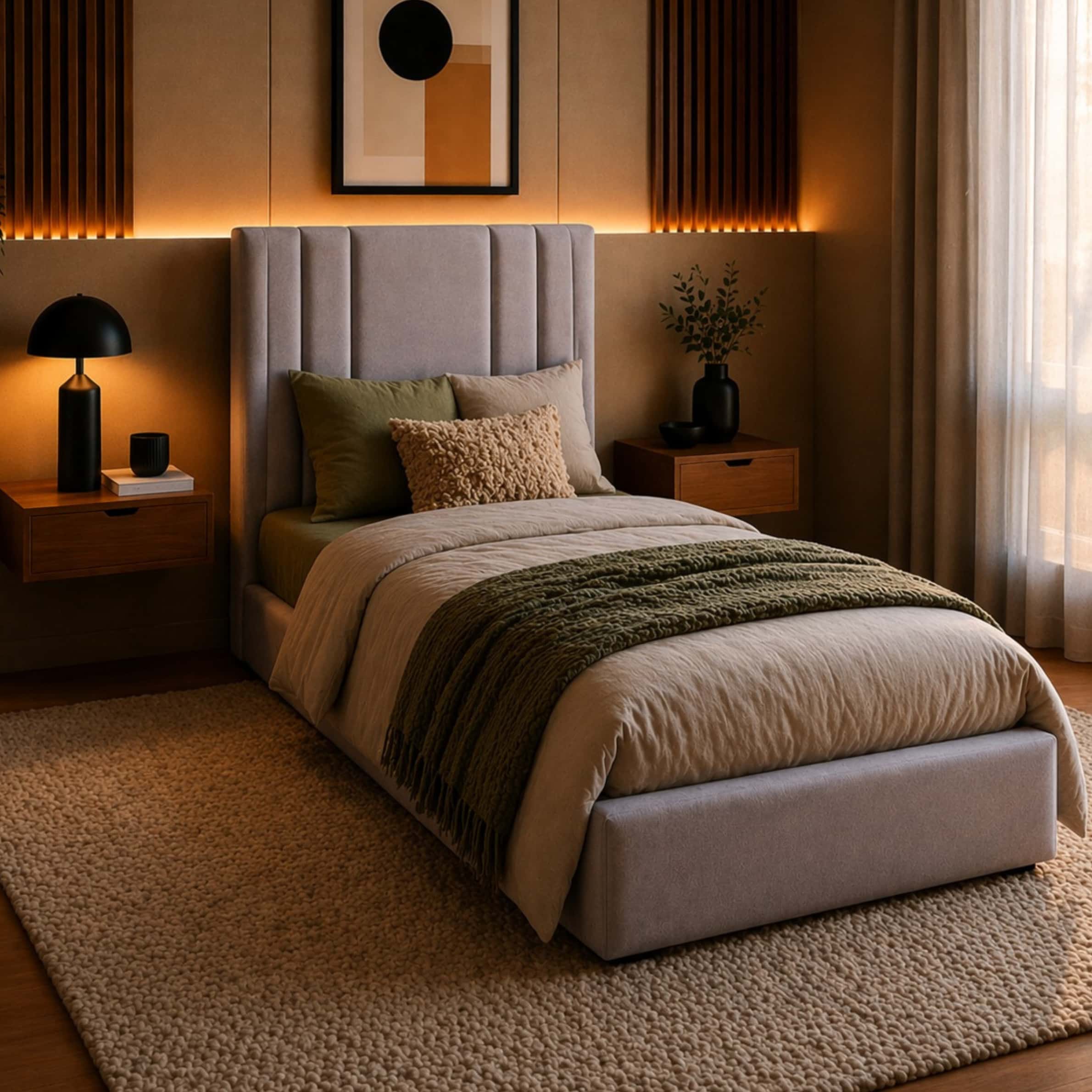 Bed Single 90×190 cm Modern Simple Design MDF Wood - Image 3