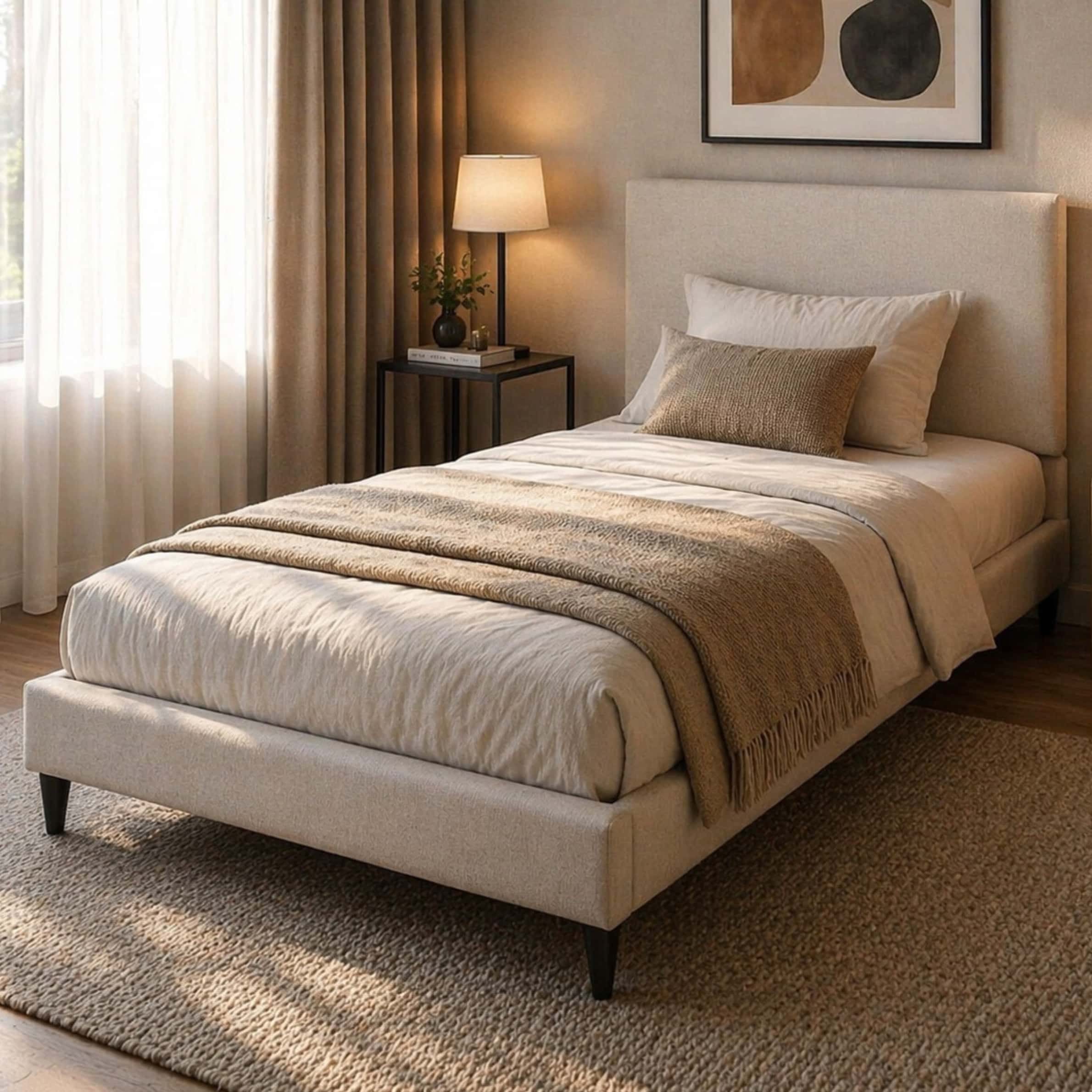 Single Bed 90×190 cm Upholstered High-Density Velvet Fabric Plywood Wooden Legs - Image 5