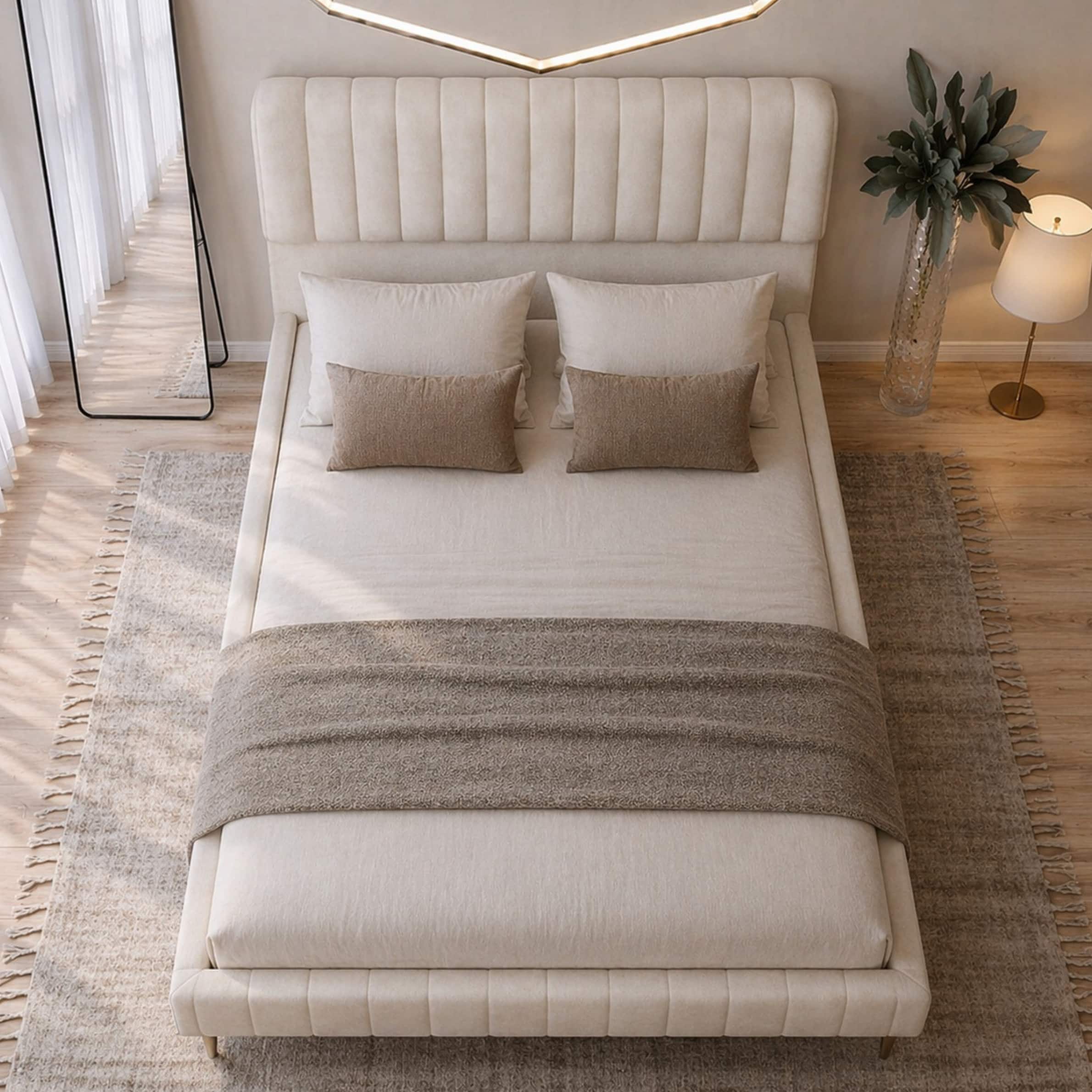 Super King Bed 200×200 cm Upholstered Velvet Padded Headboard Plywood Wooden - Image 5