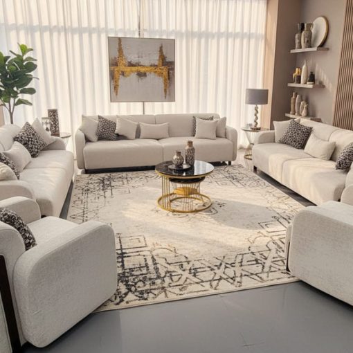 Modern Sofa Set Premium Swedish Wood Frame & Waterproof Velvet Fabric 5 Pieces (5 + 3 + 3 + 1 + 1) Seats Up to 13 People