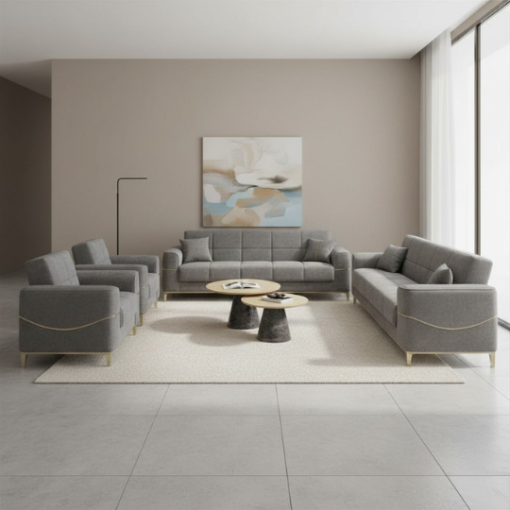 Sofa Set 4-Piece Dark Gray Velvet (3+3+1+1)