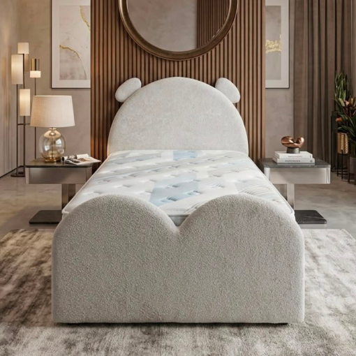 Rabbit Bed Single 120×200 cm Upholstered Headboard Velvet Fabric & Plywood Wood