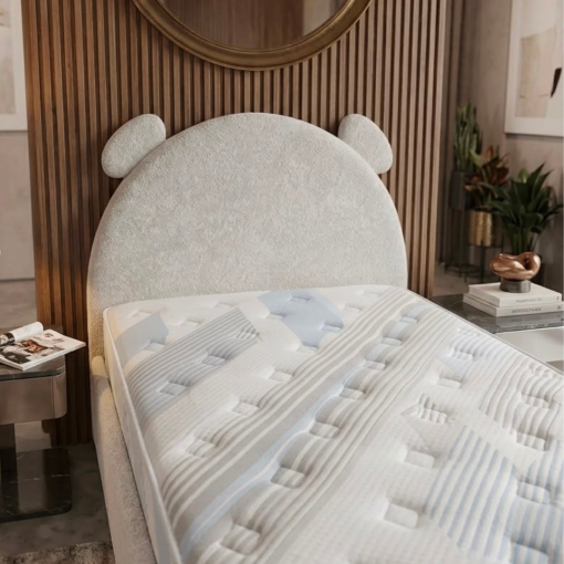 Alternative view of Rabbit Bed Single 90×190 cm Upholstered Headboard Velvet Fabric & Plywood Wood