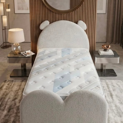 Alternative view of Rabbit Bed Single 120×200 cm Upholstered Headboard Velvet Fabric & Plywood Wood
