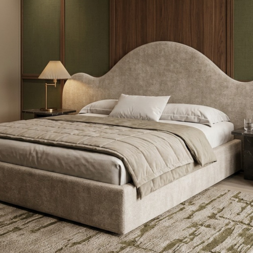 Alternative view of Bed Wooden King 180x200 cm Modern Plywood Wave Design