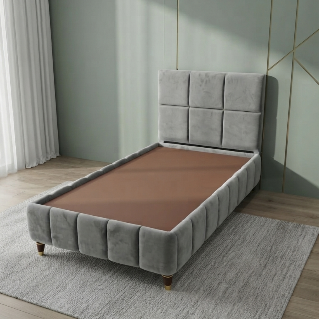 Bed Single 90×190 cm Modern Simple Design MDF Wood