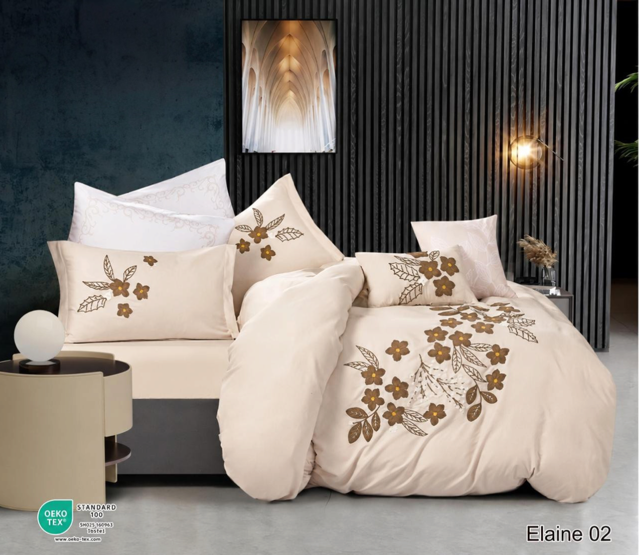 طقم لحاف مبطن سوبر كينج 8 قطع 240 × 260 سم تطريز إلين - الصورة 3