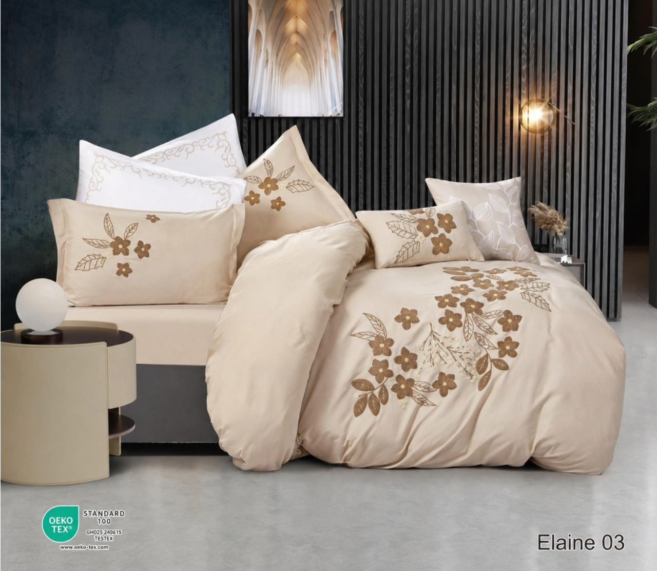 طقم لحاف مبطن سوبر كينج 8 قطع 240 × 260 سم تطريز إلين - الصورة 2