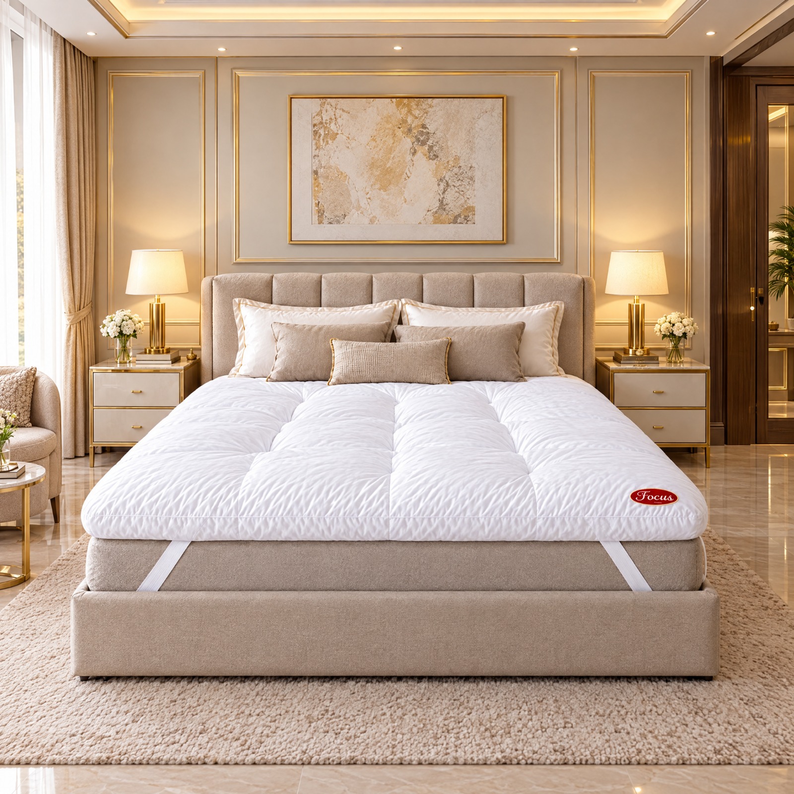 لباد مرتبة ساتان مطاطي 200×200+15سم من فوكس فيرمونت
